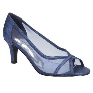 Easy Street Picaboo Navy Glitter Pumps | Mesh Detail | Size 6 | NWT